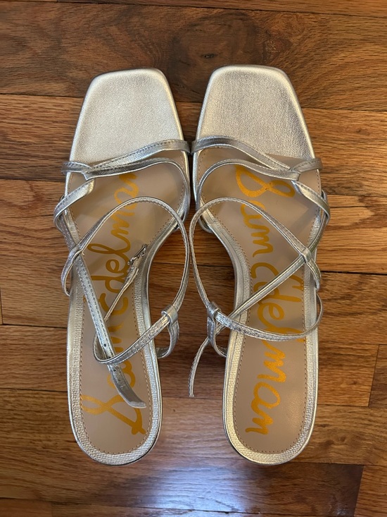 Sam Edelman Metallic Silver Strappy Square-Toe Sandals main image 2